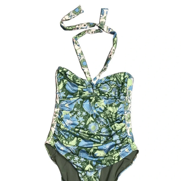 Kitty & Vibe Strapless Halter Floral One-Piece Swimsuit - Picture 2 of 9